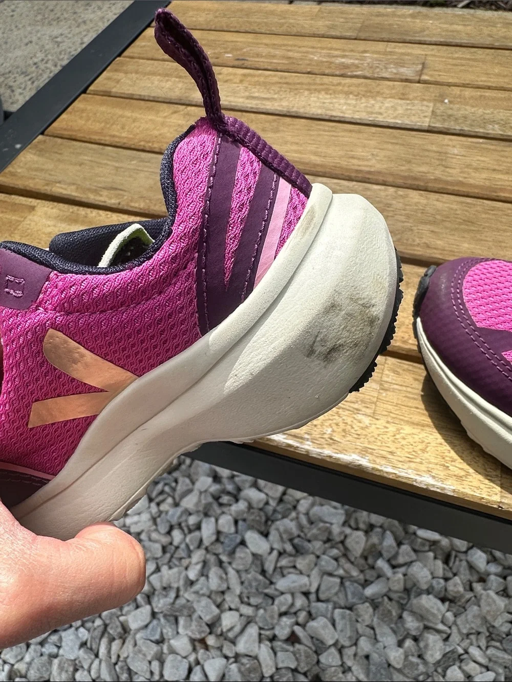 Veja Kids Pink and Purple Sneakers with Cream V Logo Girls 11